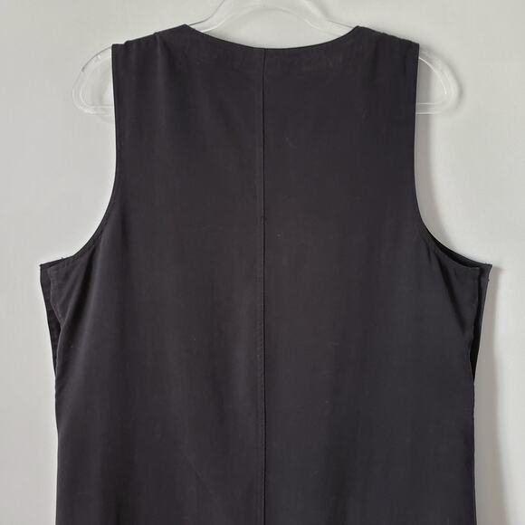 90s Talbots Black Sleeveless Midi Apron Dress L Minimalist Lagenlook Vintage - Picture 8 of 13